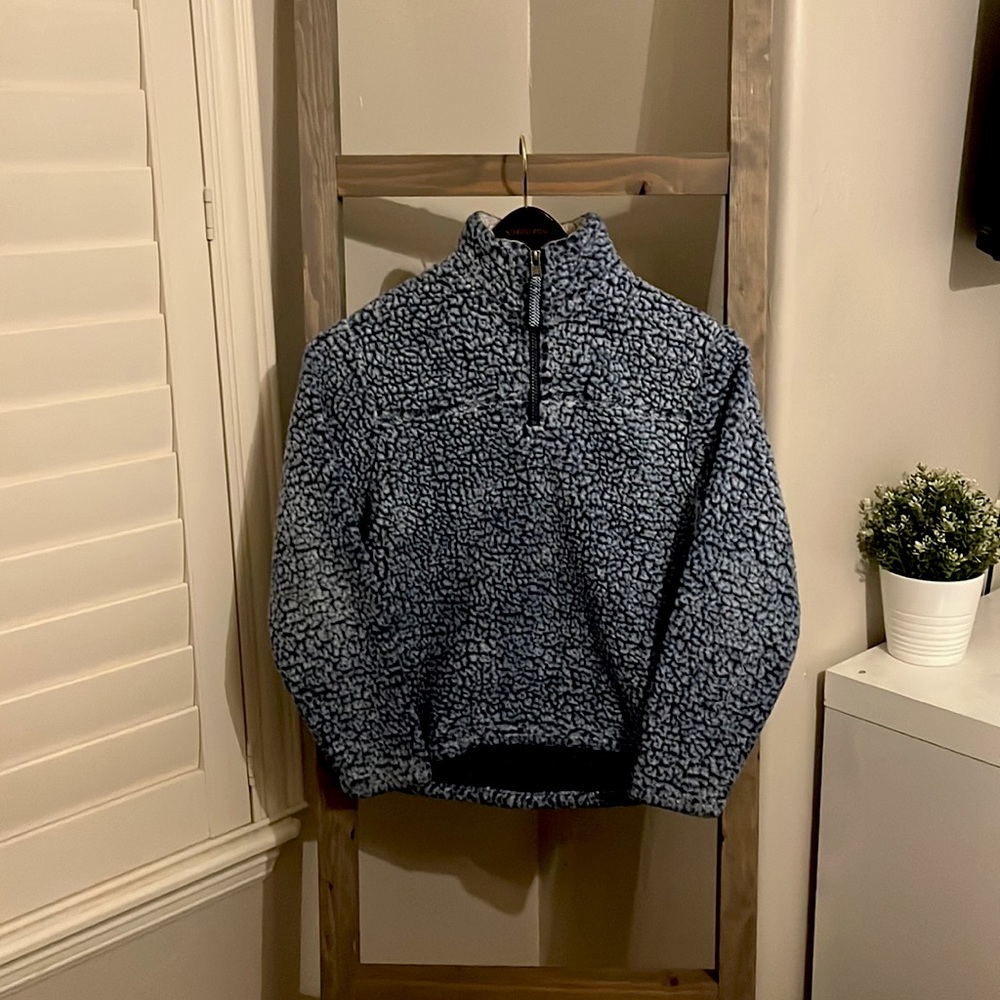 Blue fleece zip up sweater